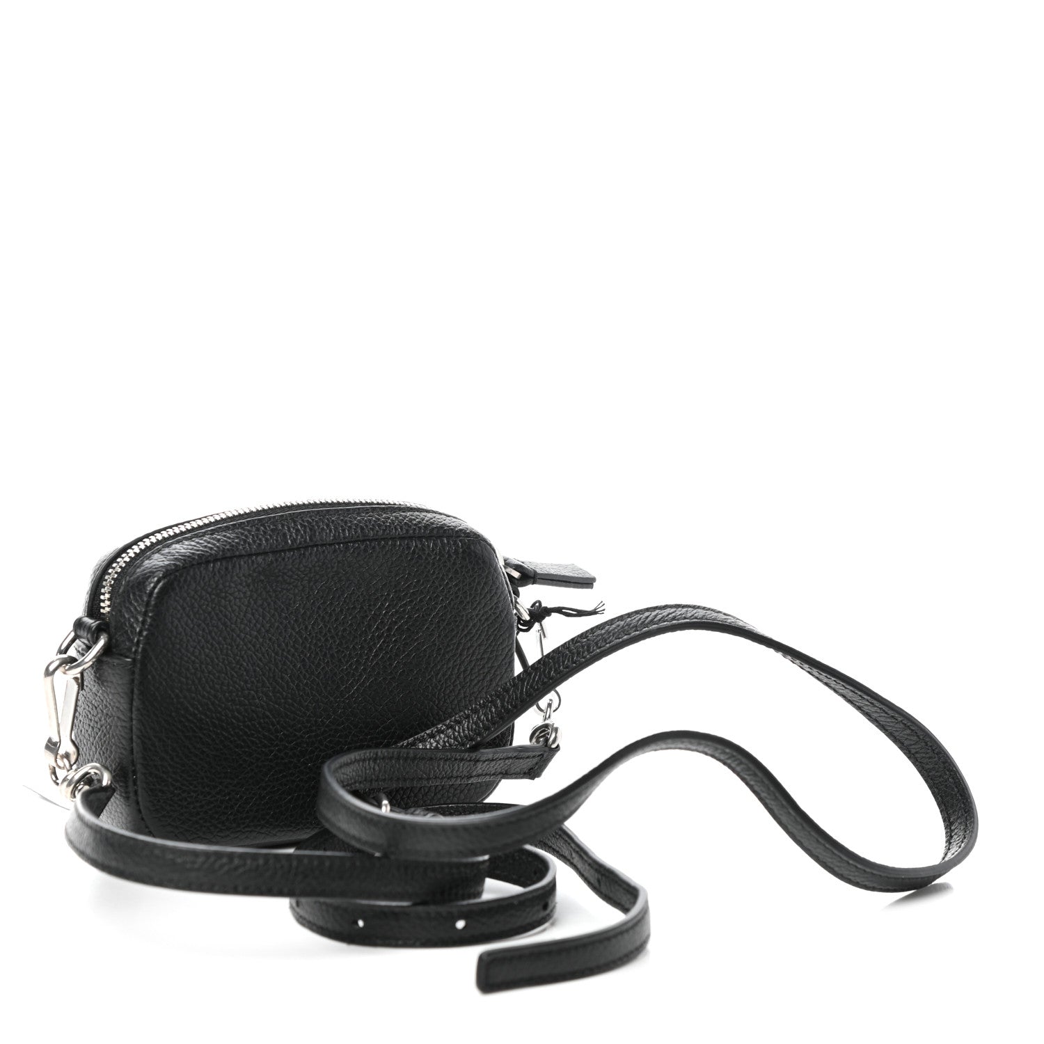 Balenciaga Grained Calfskin Logo Mini Cash Crossbody Pouch Black White 3 of 9