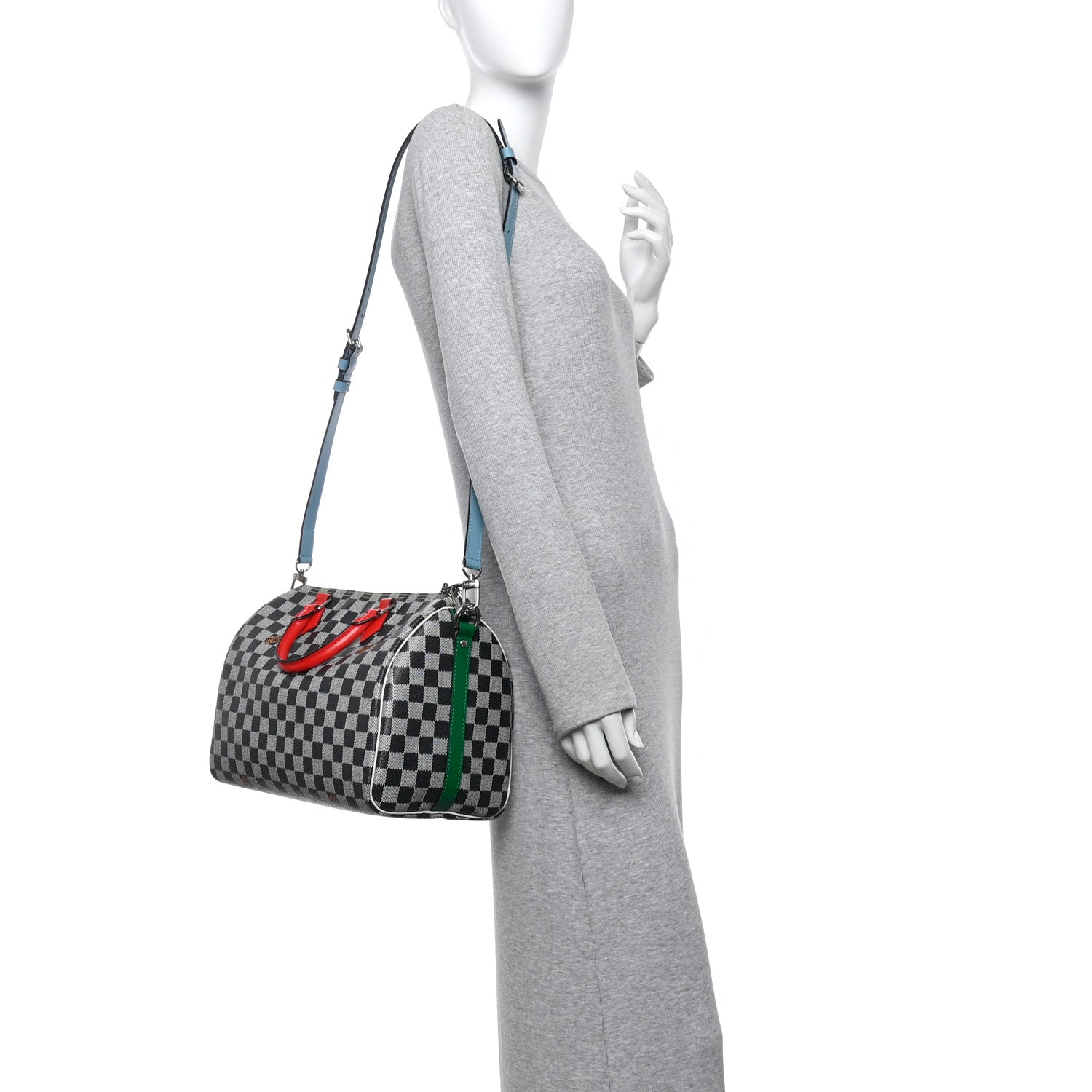 Louis Vuitton Damier Speedy Bandouliere 30 Black White 2 of 10