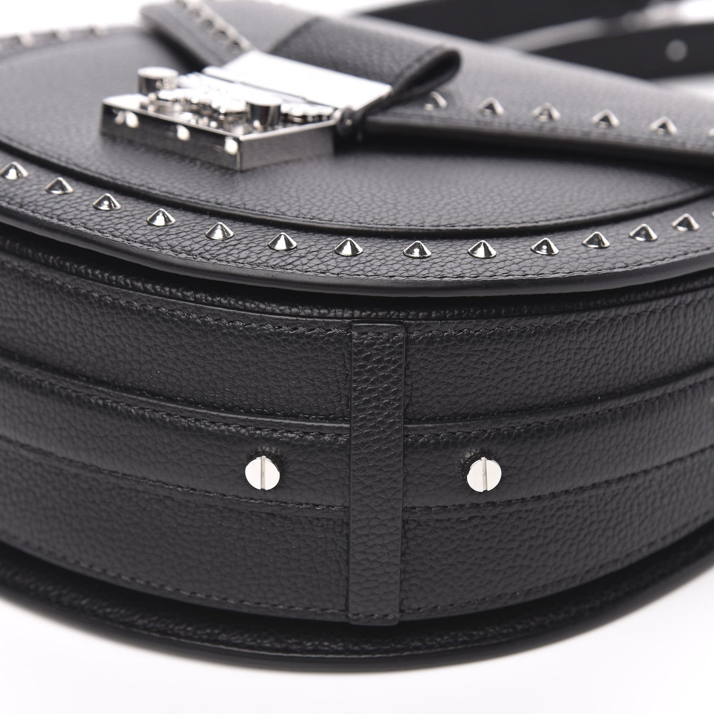 Grained Calfskin Small Patricia Studded Crossbody Bag Black