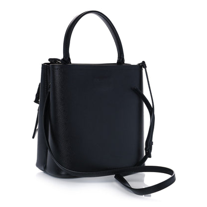 Prada Saffiano Cuir Medium Panier Bucket Bag Black 3 of 12