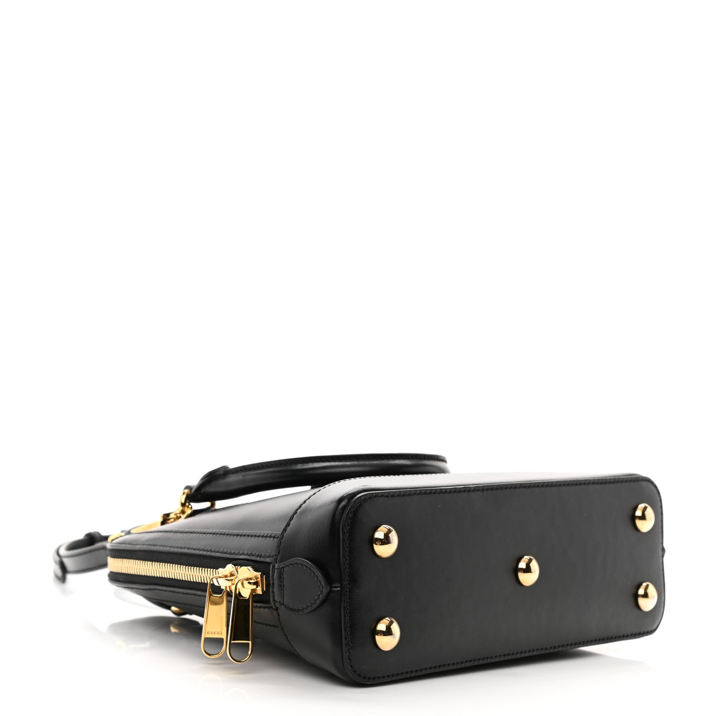 Boarded Plutone Calfskin Small Horsebit 1955 Top Handle Bag Black