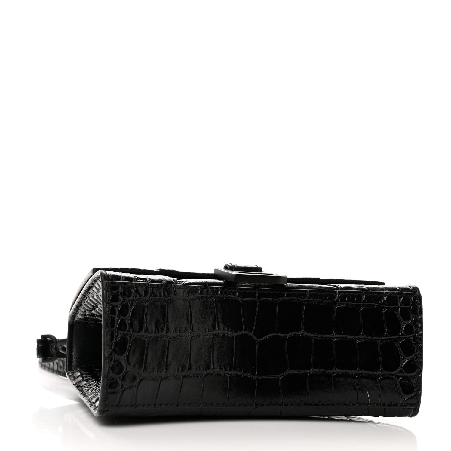 Balenciaga Calfskin Graffiti Logo Monochrome Crocodile Embossed Hourglass Top Handle Bag XS Black 4 of 14