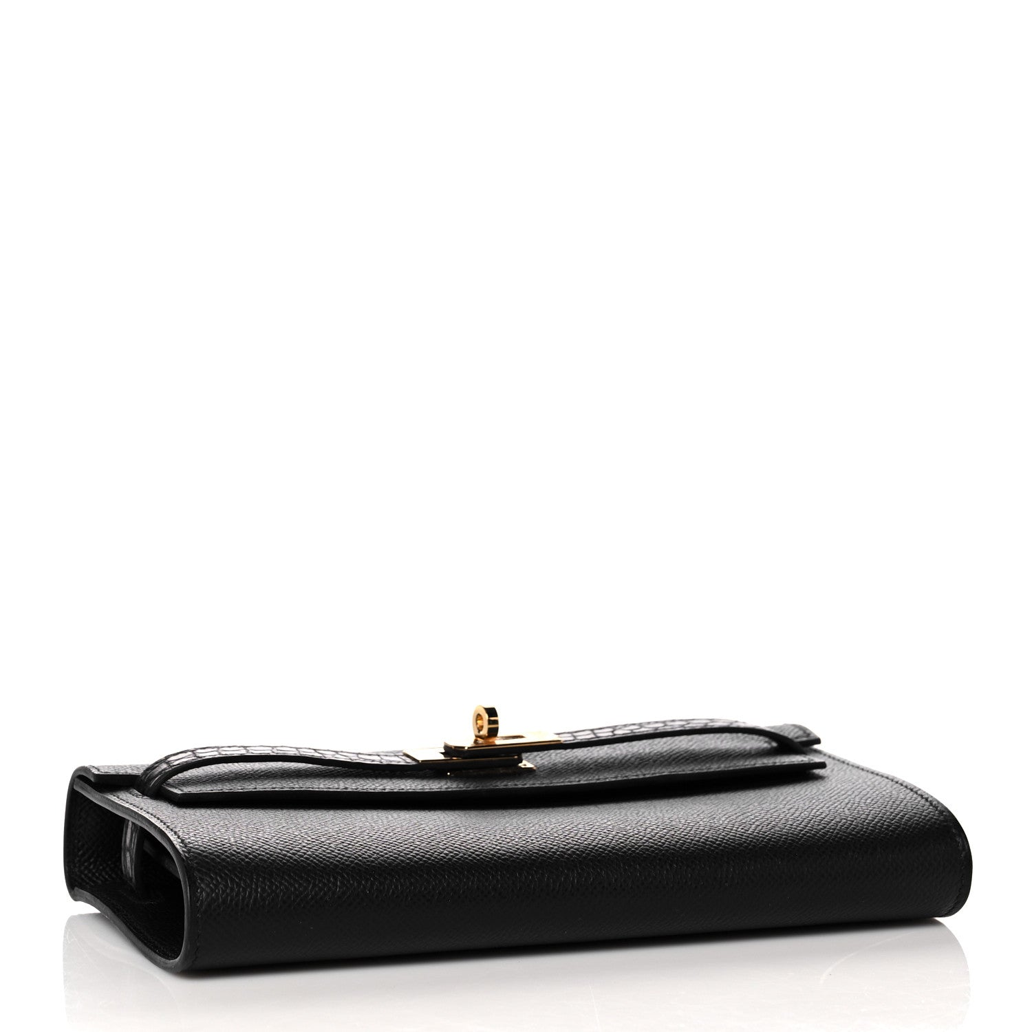 Hermes Epsom Matte Alligator Touch Kelly Wallet To Go Black 4 of 10