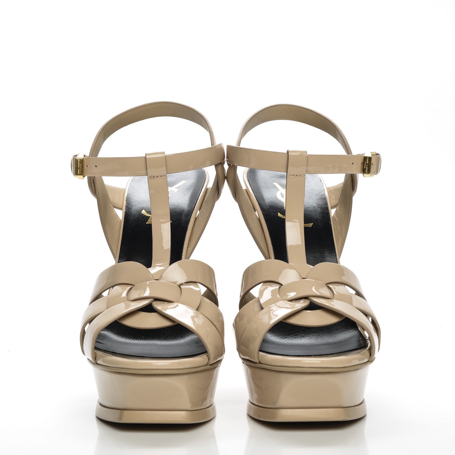 Saint Laurent Patent Tribute 105 Platform Sandals 37 Nude Powder 2 of 7