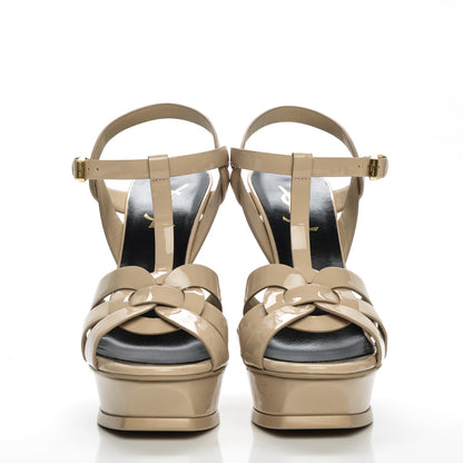 Saint Laurent Patent Tribute 105 Platform Sandals 37 Nude Powder 2 of 7