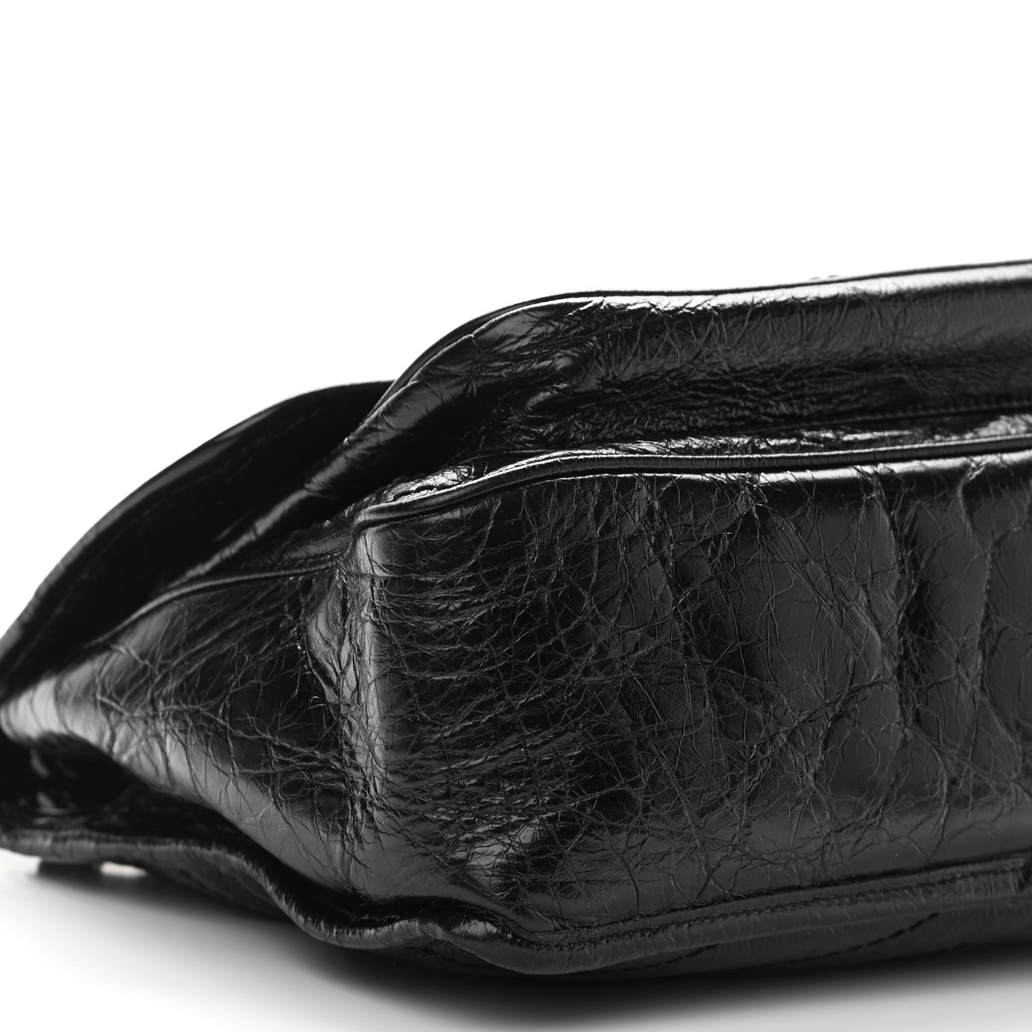 Crinkled Calfskin Matelasse Monogram Medium Niki Chain Satchel Black