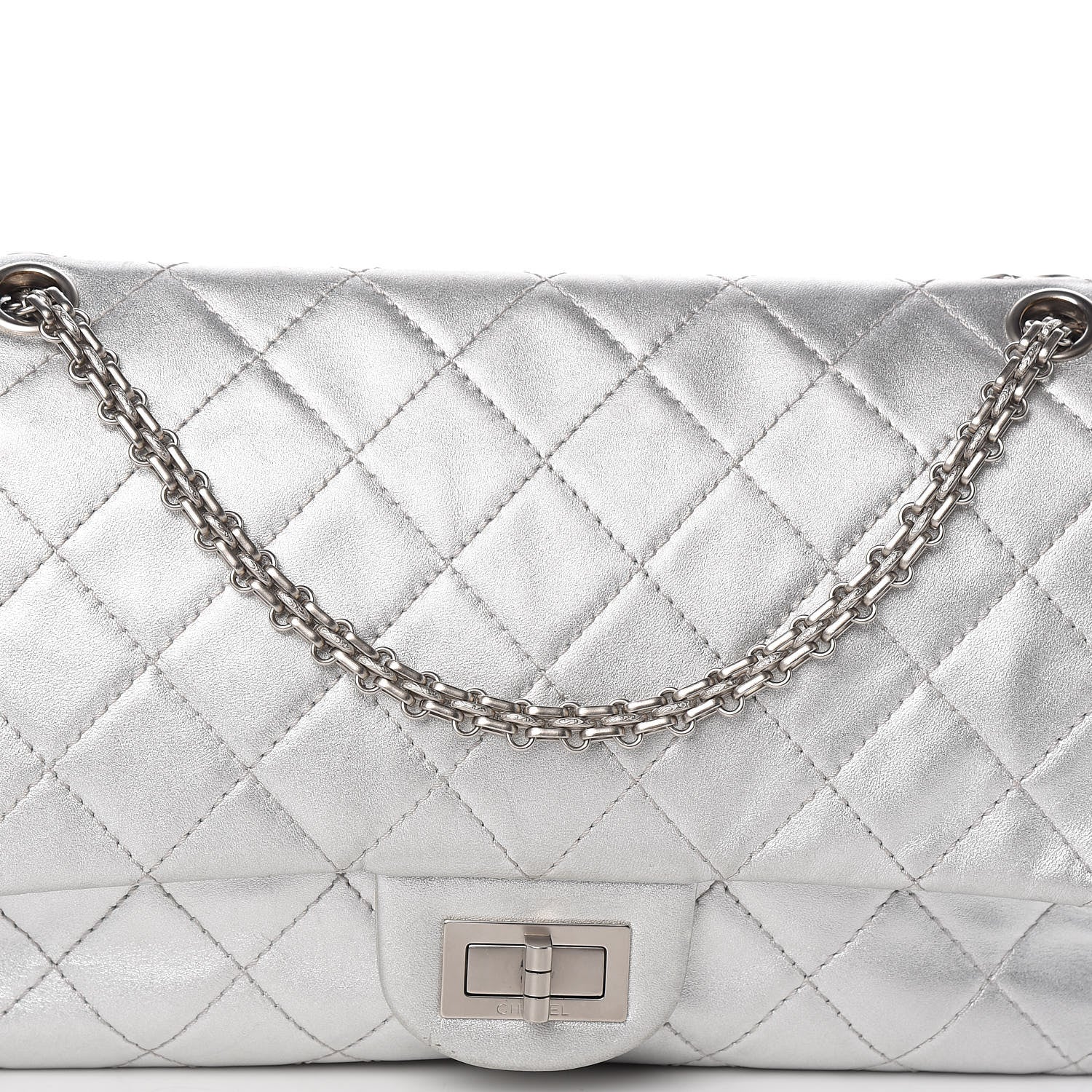 Chanel Metallic Lambskin Quilted 2.55 Reissue 227 Flap Silver 10 of 10
