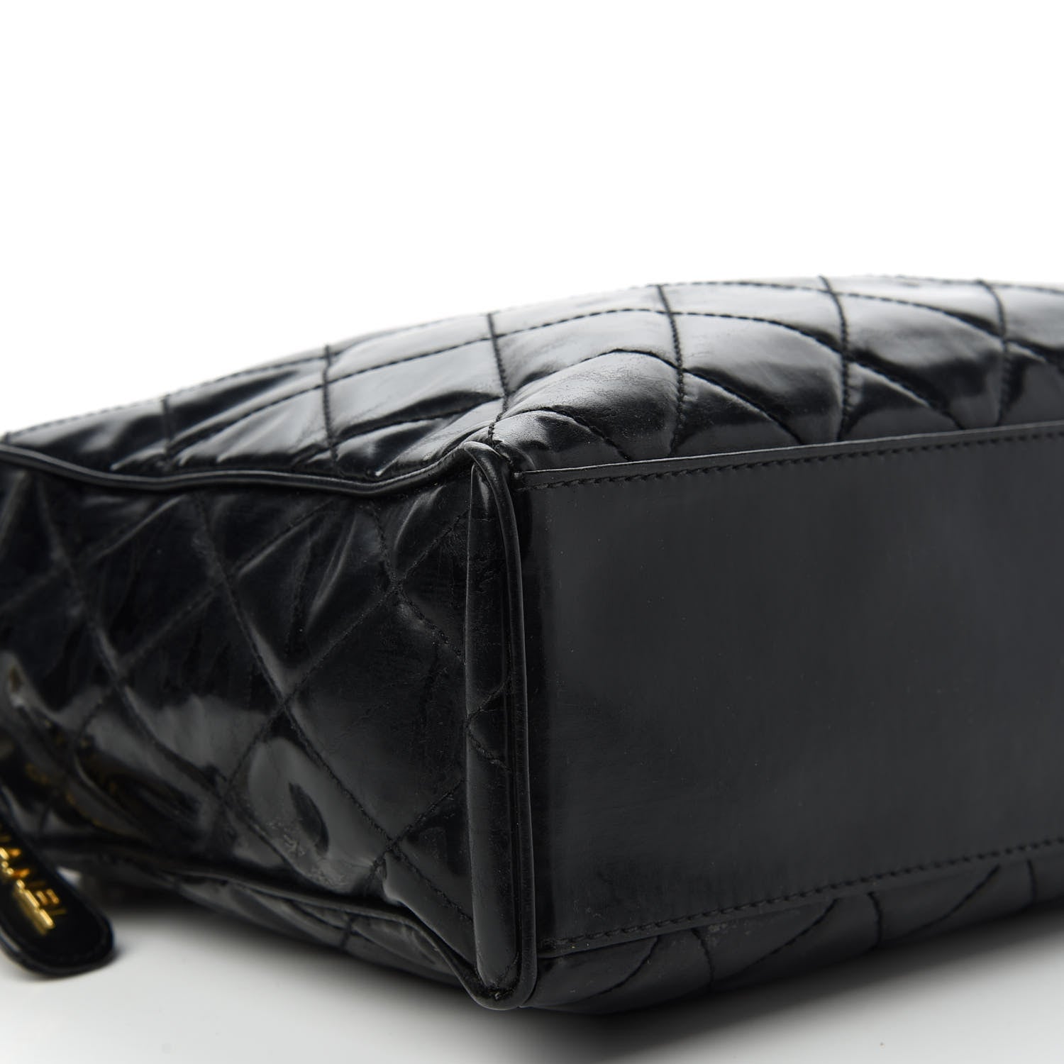Chanel Patent Quilted Shoulder Bag Black 6 of 10