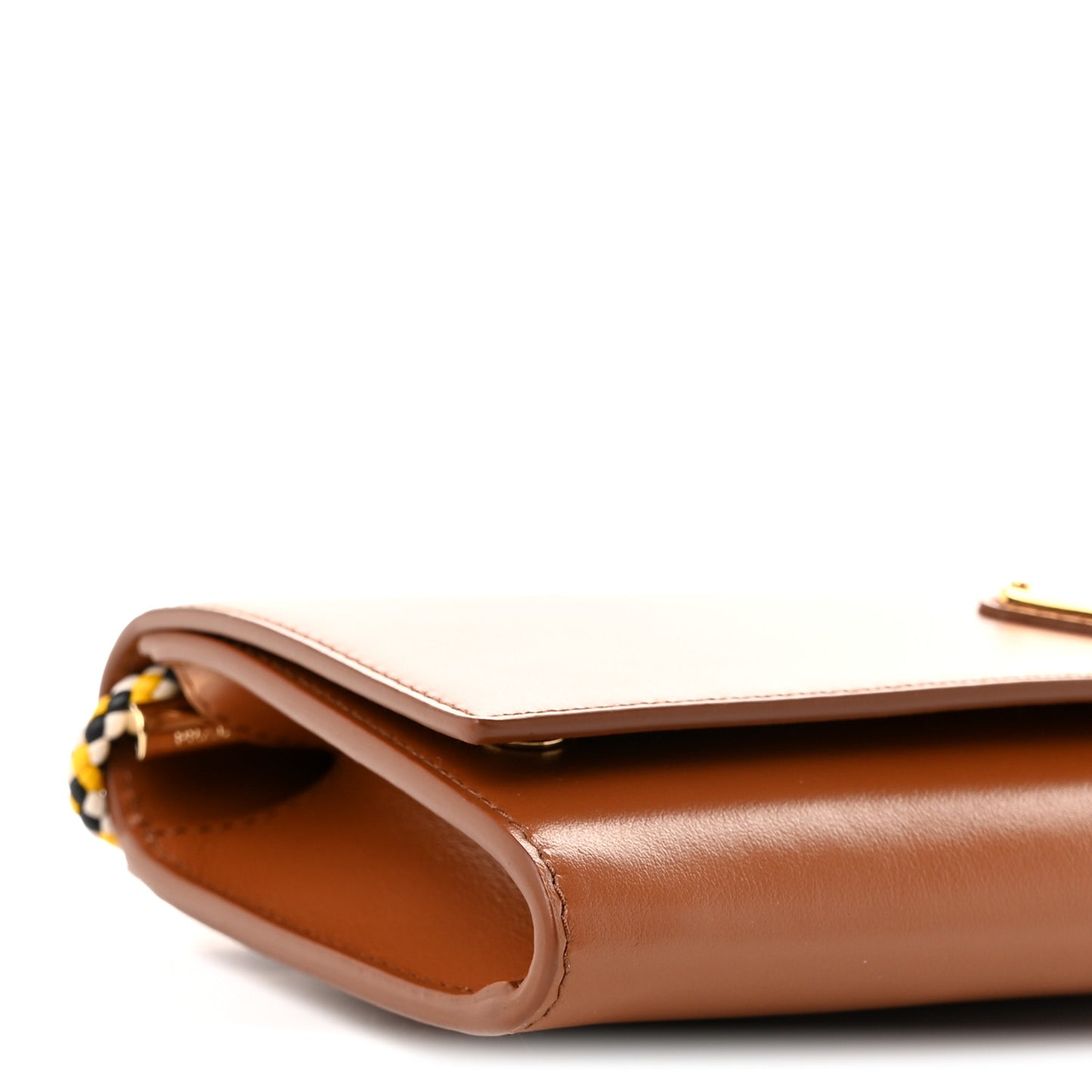 Vitello Flap Wallet With Braided Strap Cognac