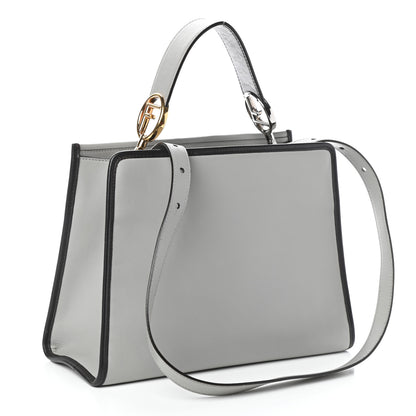Fendi Vitello Century Opaco F is Fendi Bi-Color Small Runaway Satchel Ghiaccio Ebano 3 of 9