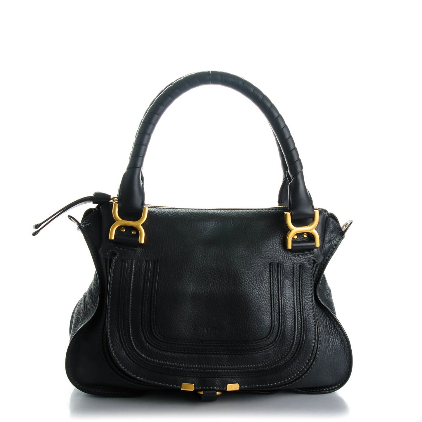 Calfskin Medium Marcie Satchel Black Bat
