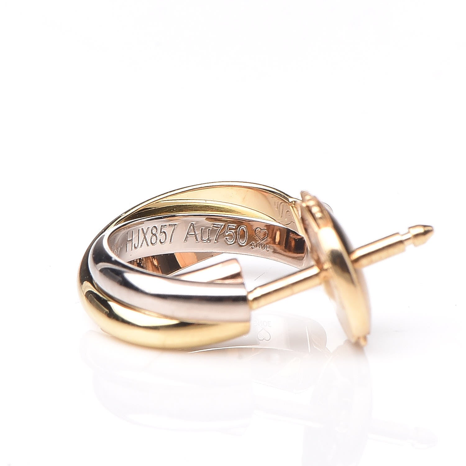 Cartier 18K Pink Yellow White Gold 13mm Trinity Hoop Earrings 5 of 6