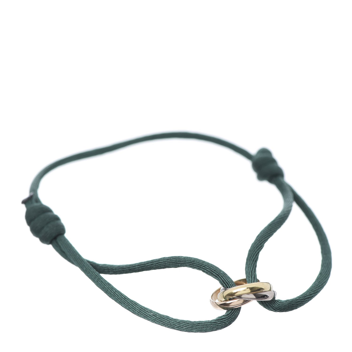 Cartier 18K Pink Yellow White Gold Trinity Adjustable Cord Bracelet Green 1 of 8