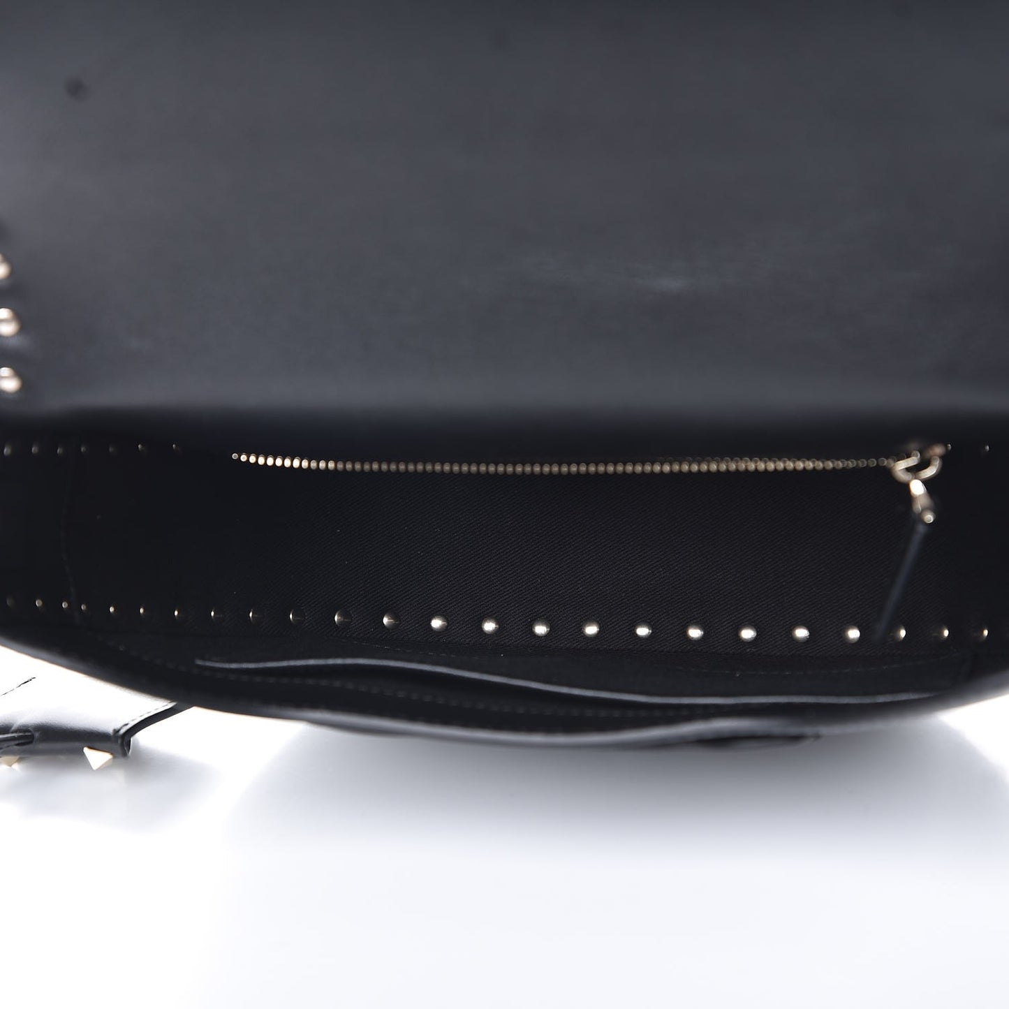Vitello Large Rockstud Halfmoon Saddle Bag Black