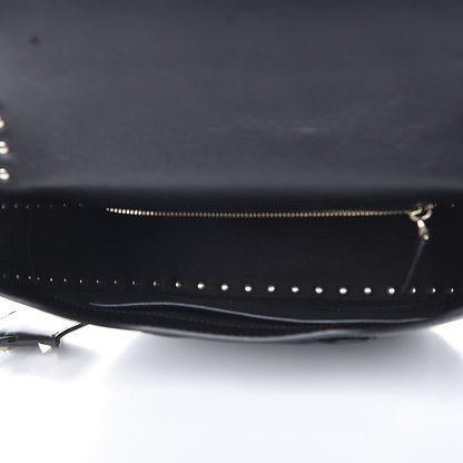 Valentino Garavani Vitello Large Rockstud Halfmoon Saddle Bag Black 5 of 6