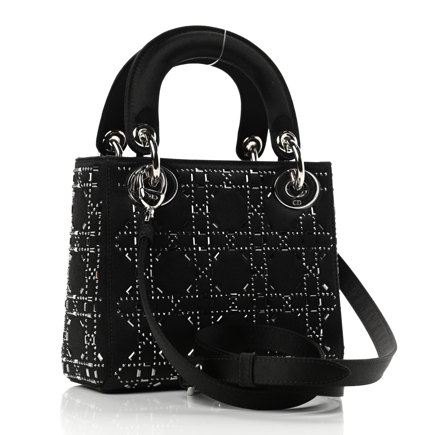 Christian Dior Satin Crystal Cannage Mini Lady Dior Black 2 of 5
