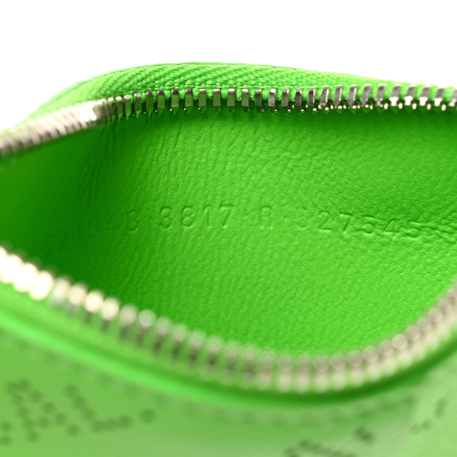 Balenciaga Calfskin Logo Perforated Cash Coin Card Holder On Keychain Acid Green 7 of 12