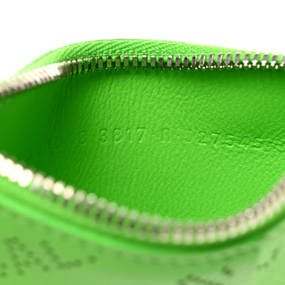 Balenciaga Calfskin Logo Perforated Cash Coin Card Holder On Keychain Acid Green 7 of 12