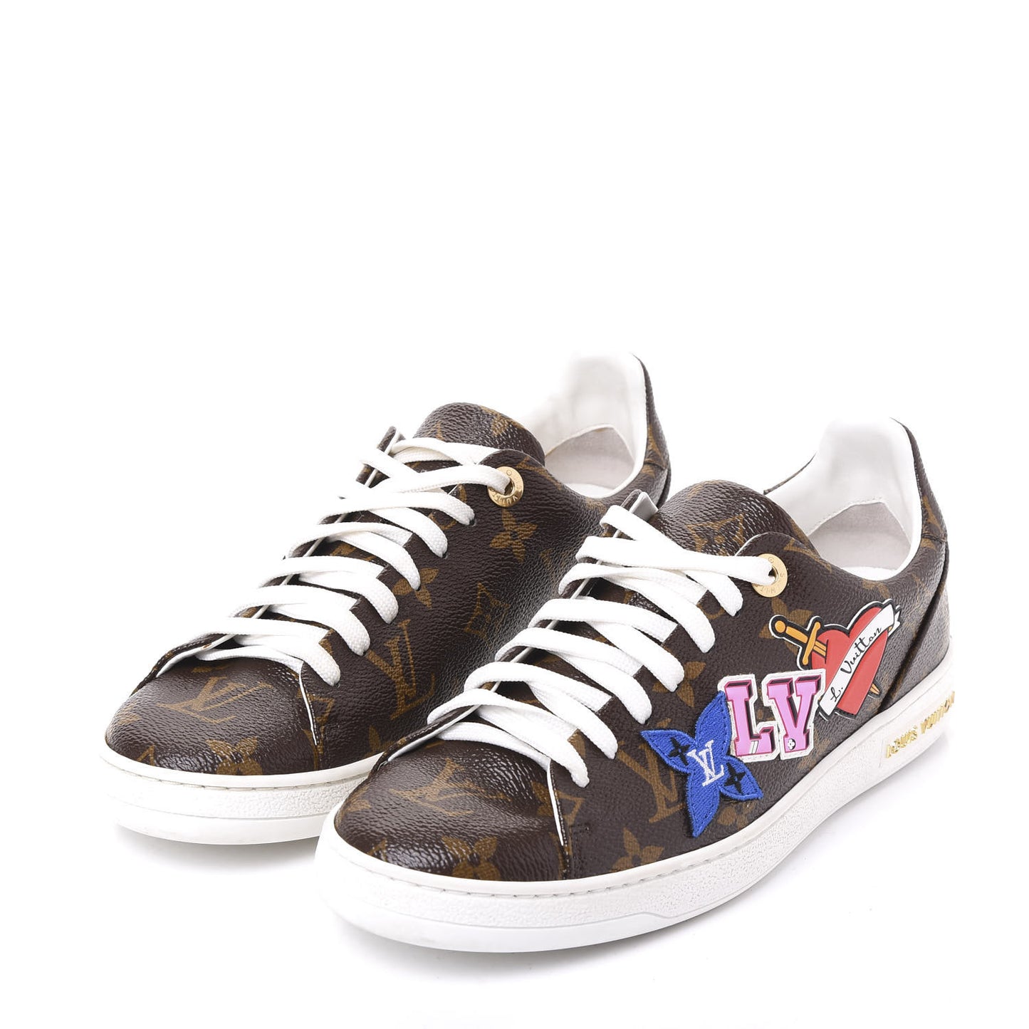 Calfskin Monogram LV Black Heart Sneakers 36.5 Cacao