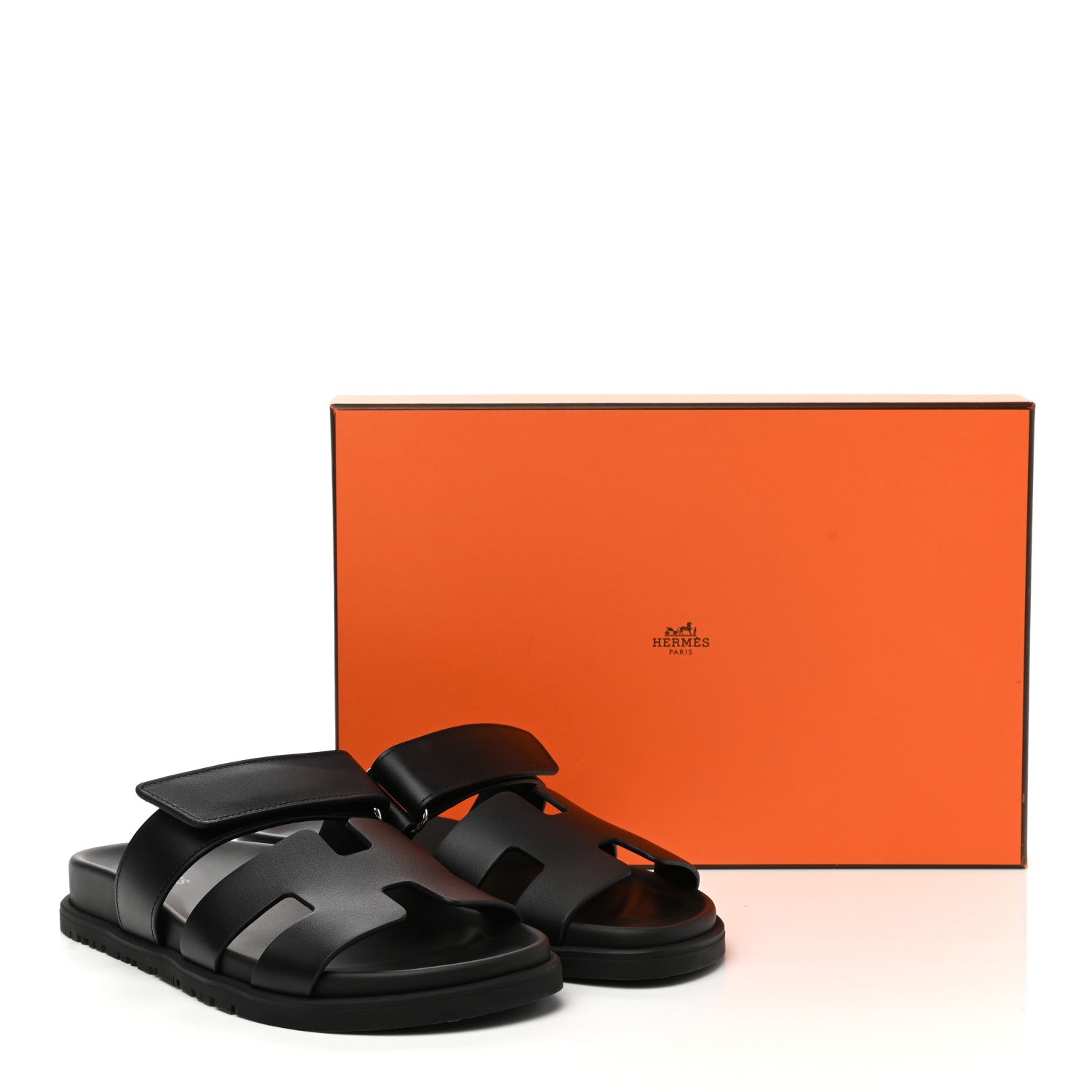 Hermes Calfskin Womens Chypre Sandals 36.5 Black 9 of 9