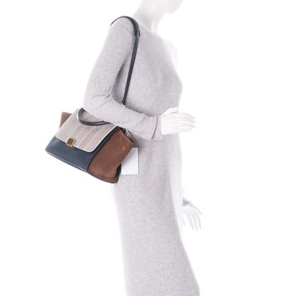 Celine Cobra Calfskin Suede Small Tri-Color Trapeze Natural 2 of 8