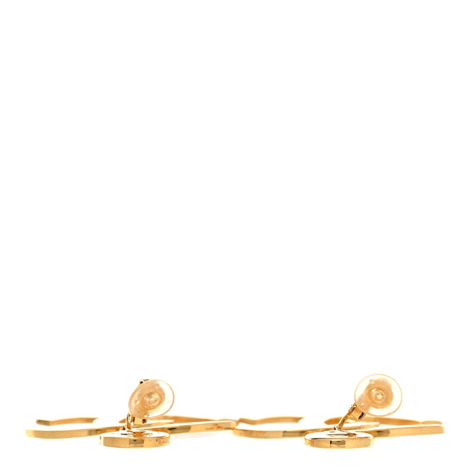 Chanel Metal Large Paris Button Clip On Earrings Gold 3 of 5