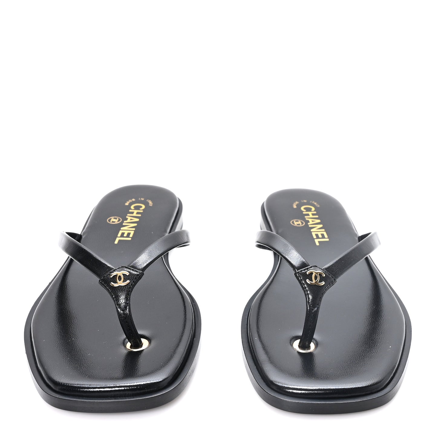 Goatskin CC Times Square Thong Sandals 37 Black