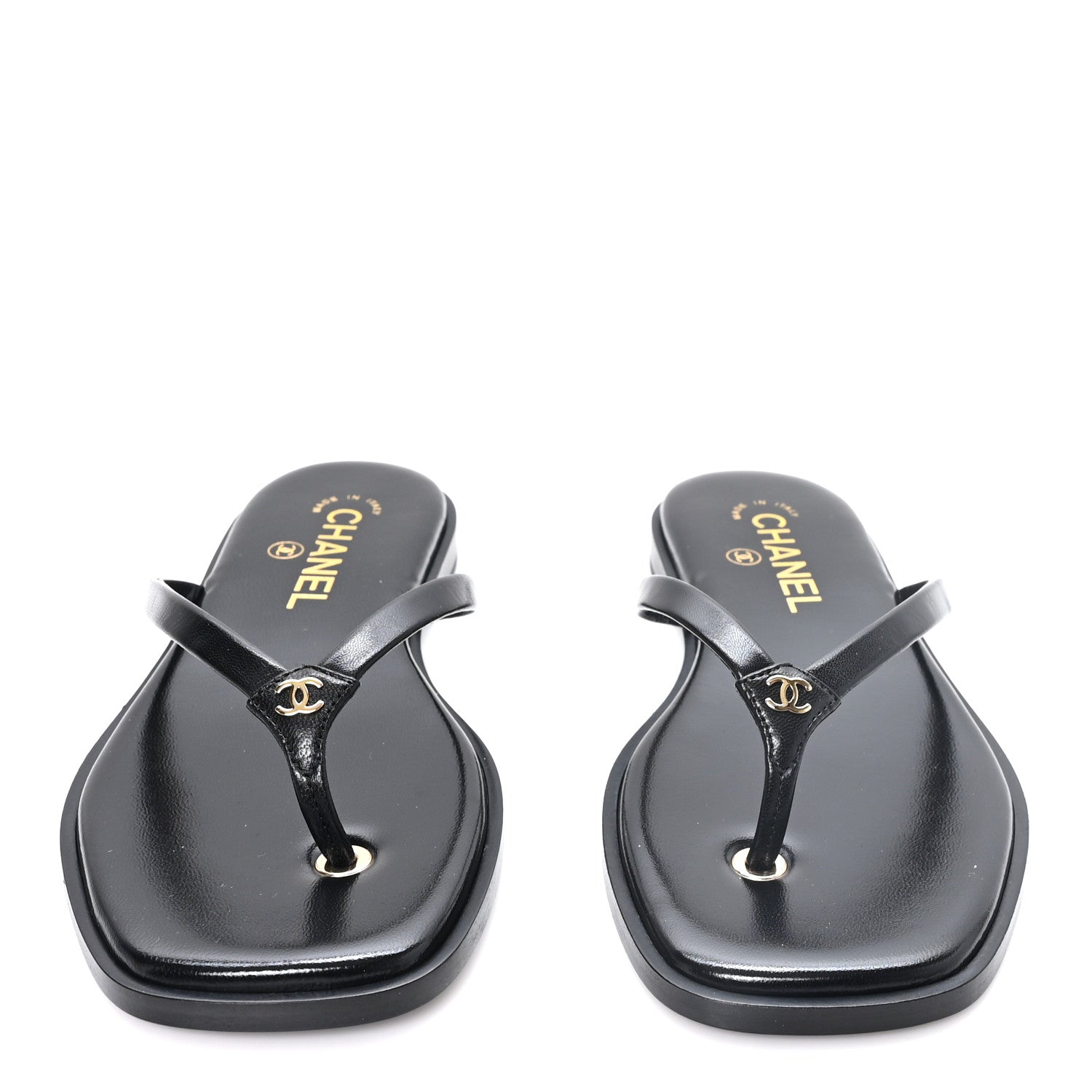Chanel Goatskin CC Times Square Thong Sandals 37 Black 3 of 10