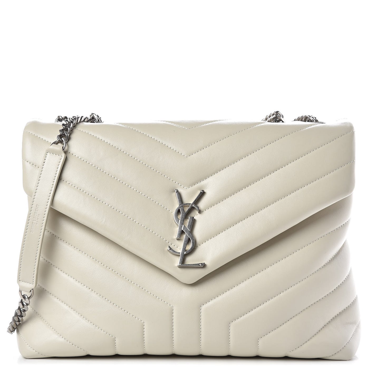 Calfskin Y Quilted Monogram Medium Loulou Chain Satchel Ivory