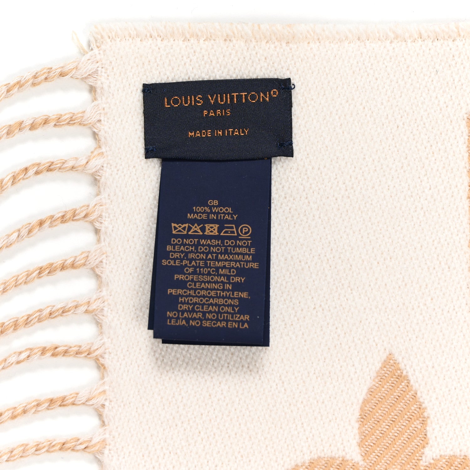 Louis Vuitton Wool Cashmere Monogram Daily LV Scarf Beige White 3 of 3