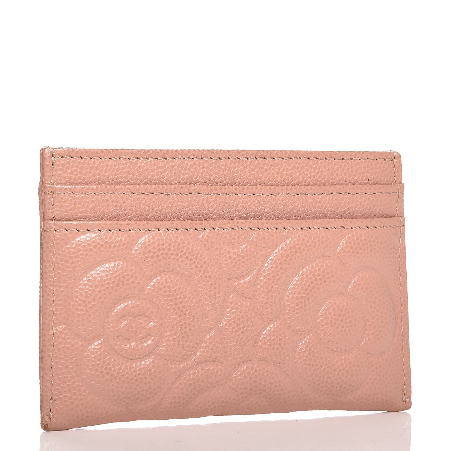 Caviar Camellia Embossed Card Holder Pink