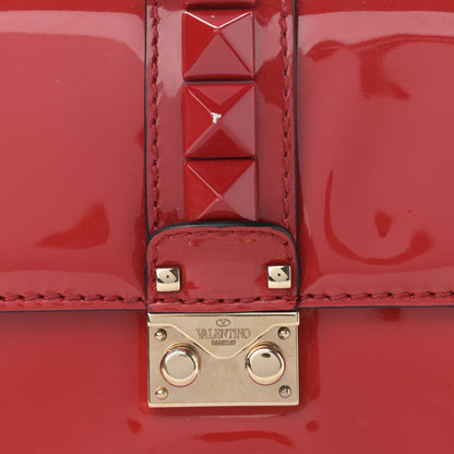 Valentino Garavani Patent Monochrome Small Glam Lock Rockstud Flap Rosso Valentino 7 of 11