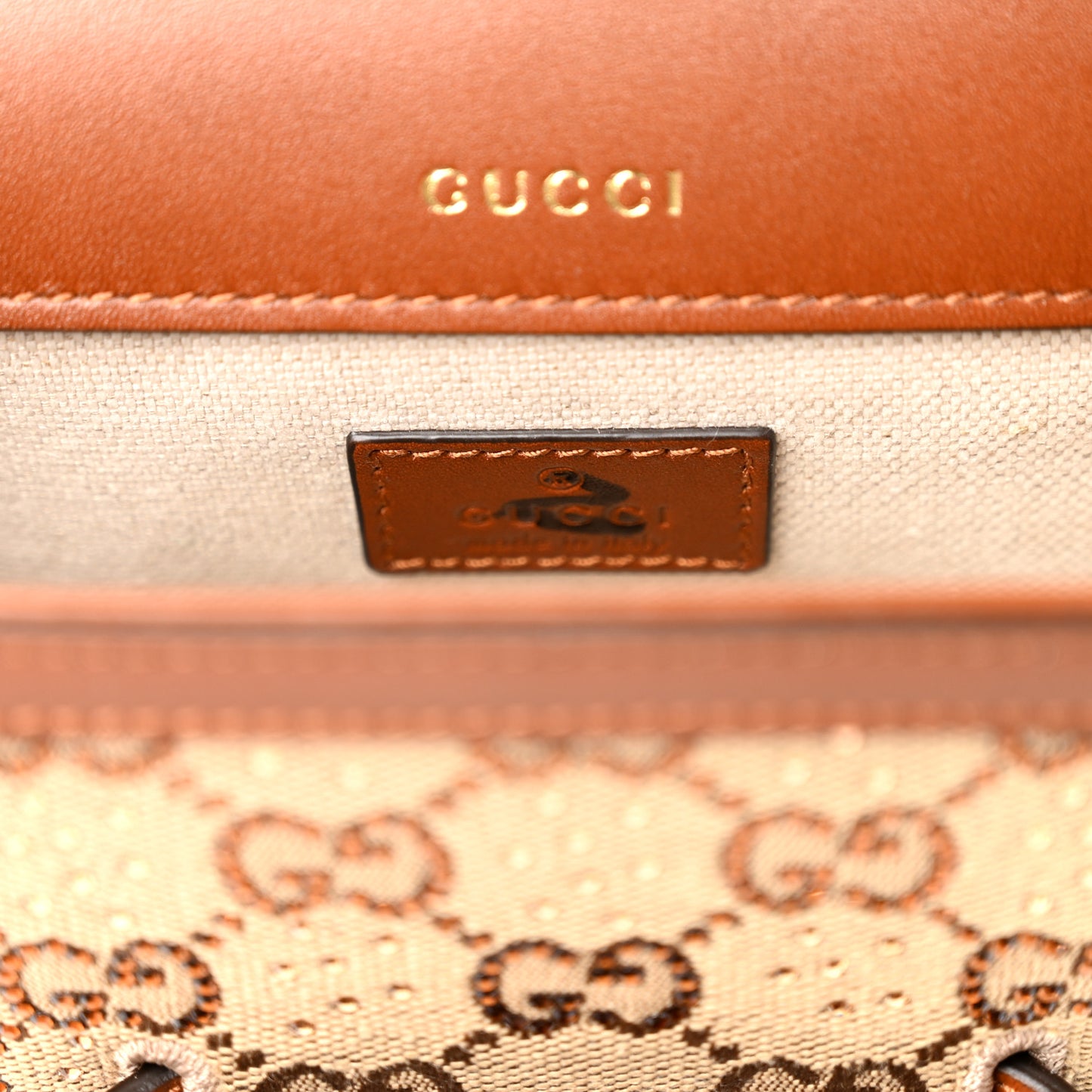 New Canvas Charisma Calfskin Crystal GG Monogram Mini Horsebit 1955 Shoulder Bag Camel Ebony