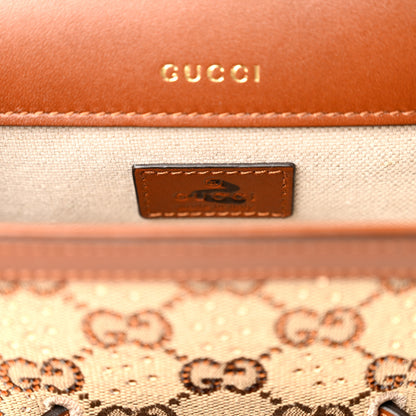 Gucci New Canvas Charisma Calfskin Crystal GG Monogram Mini Horsebit 1955 Shoulder Bag Camel Ebony 6 of 10