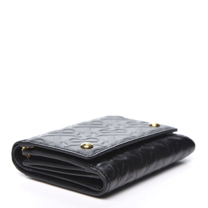 Burberry Calfskin Embossed Monogram Tri-Fold Compact Wallet Black 3 of 11