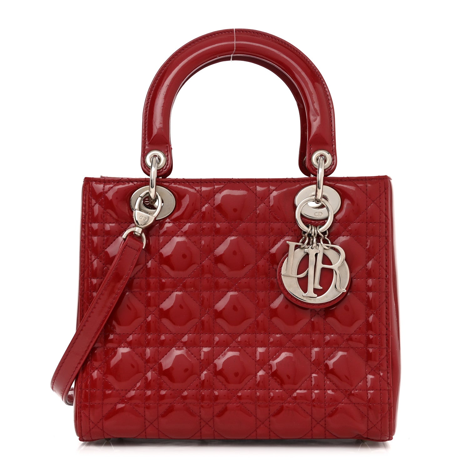 Christian Dior Patent Cannage Medium Lady Dior Red 1 of 16