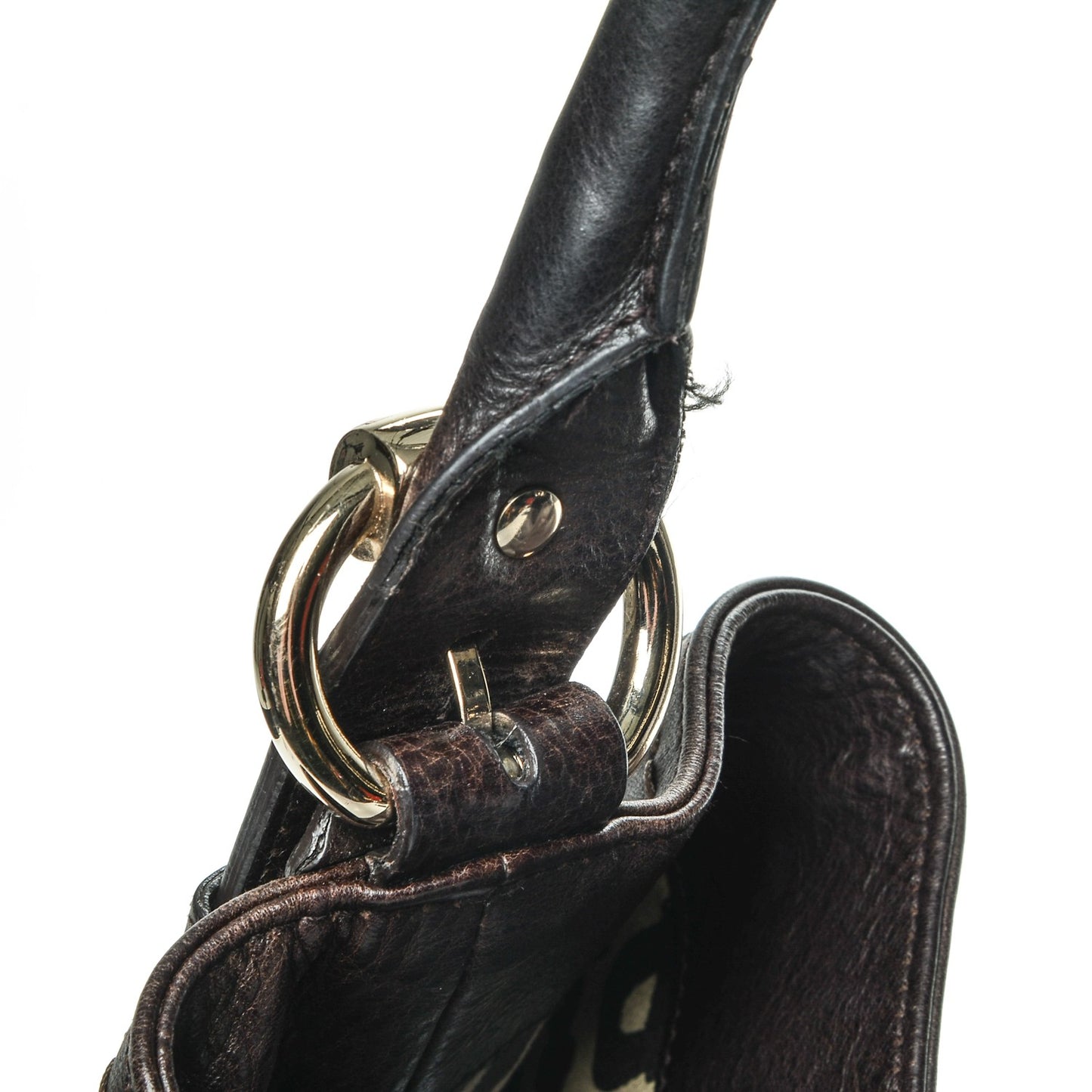 Calfskin Guccissima Trim Large Signoria Hobo Dark Brown