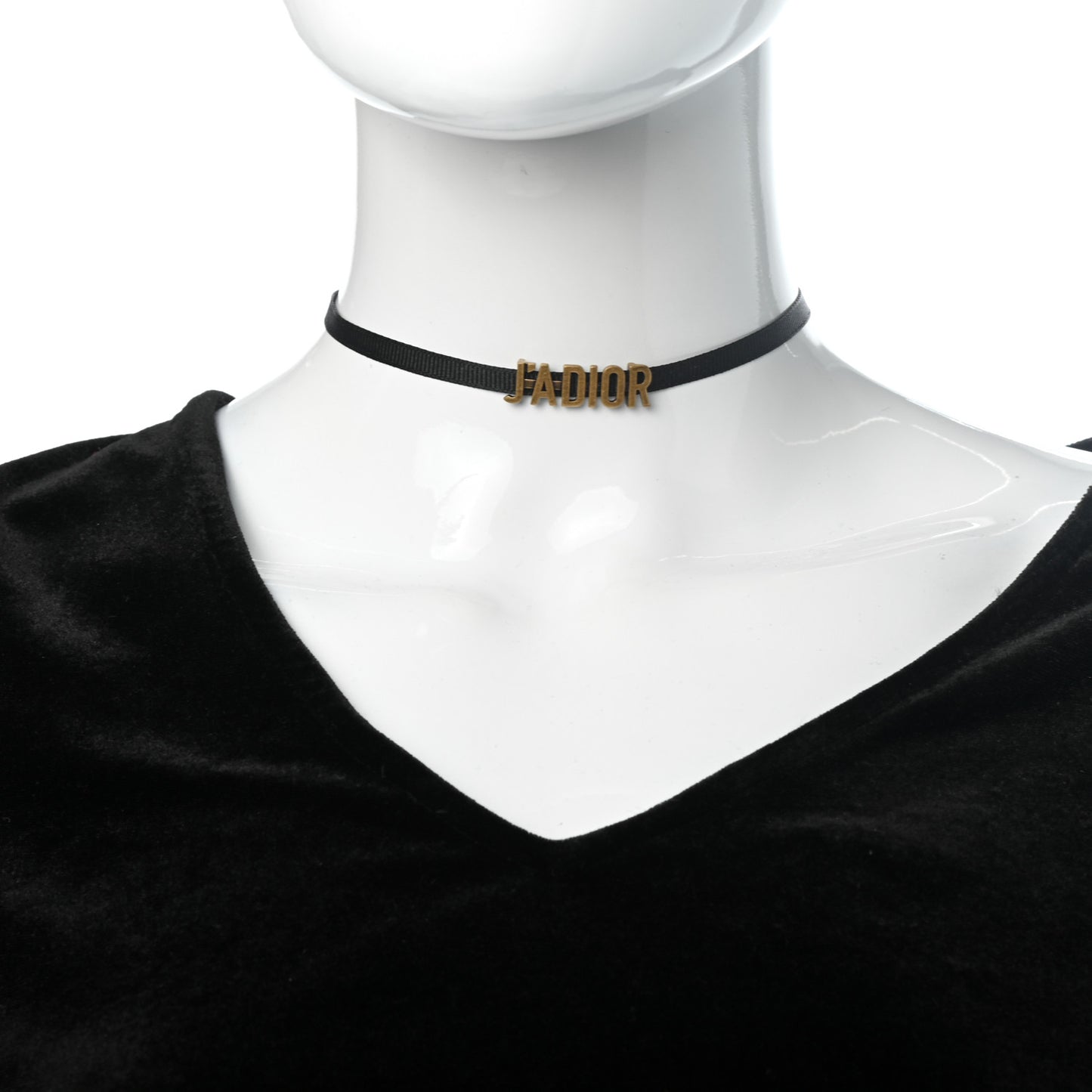 Grosgrain Ribbon J'Adior Logo Choker Necklace Black