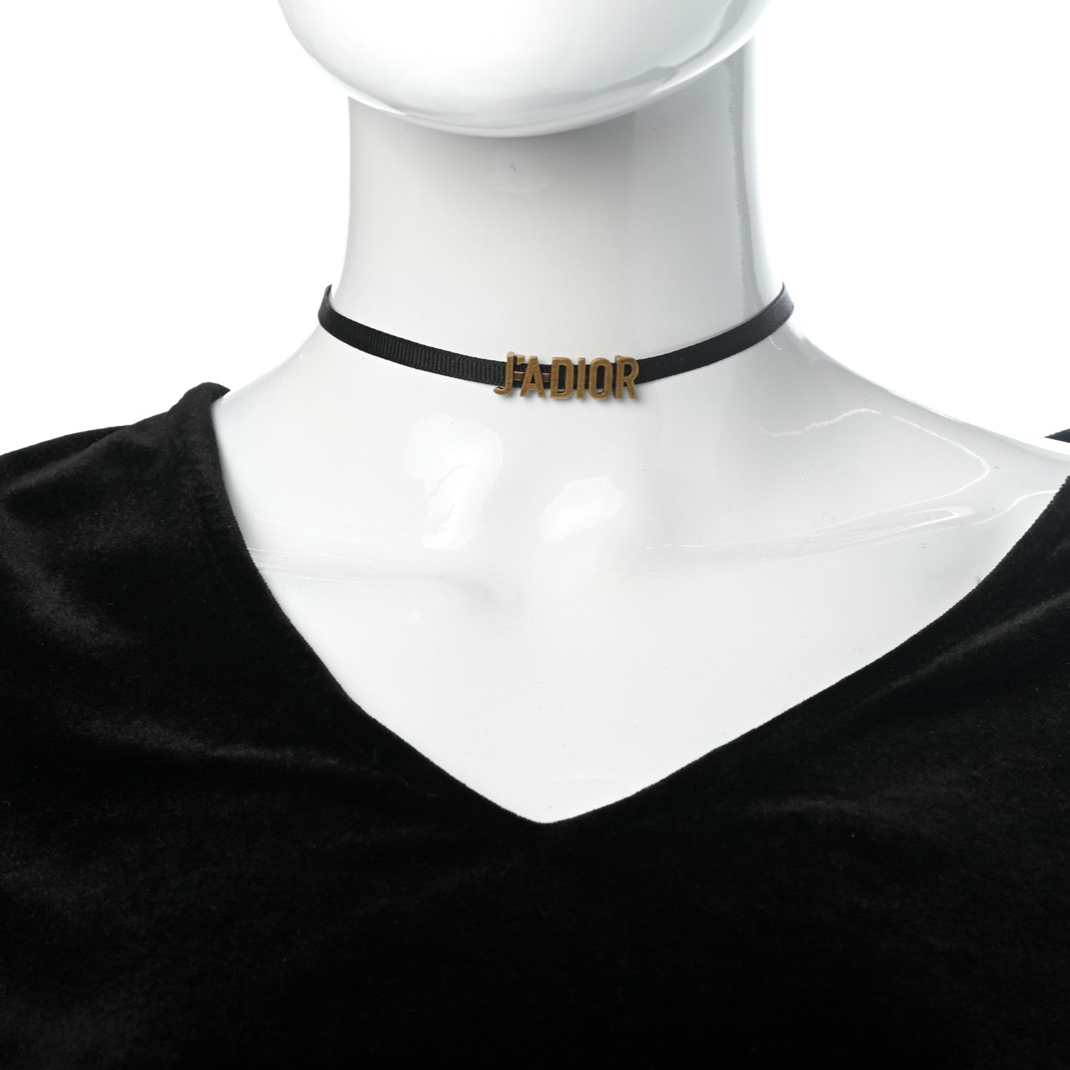 Christian Dior Grosgrain Ribbon J'Adior Logo Choker Necklace Black 2 of 4