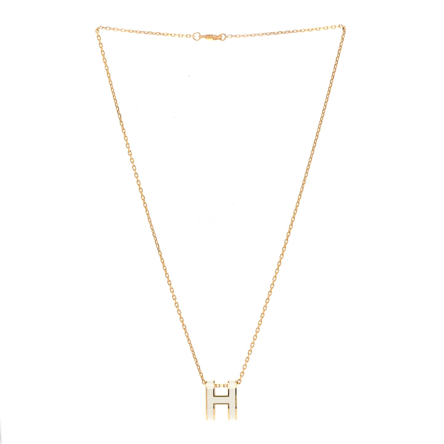 Lacquered Gold Pop H Pendant Necklace White