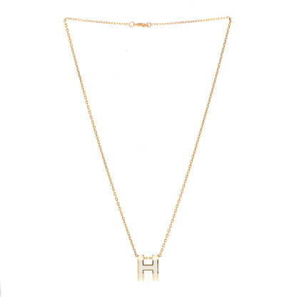 Hermes Lacquered Gold Pop H Pendant Necklace White 3 of 7