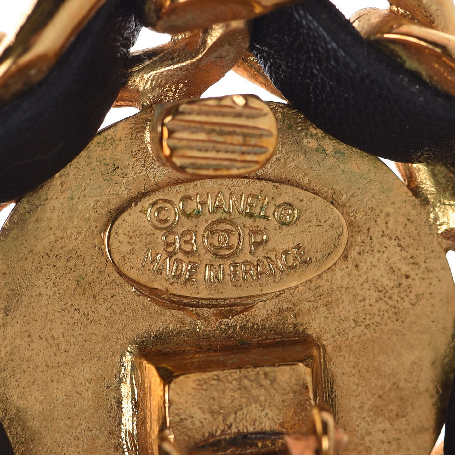 Lambskin Chain CC Clip On Earrings Gold