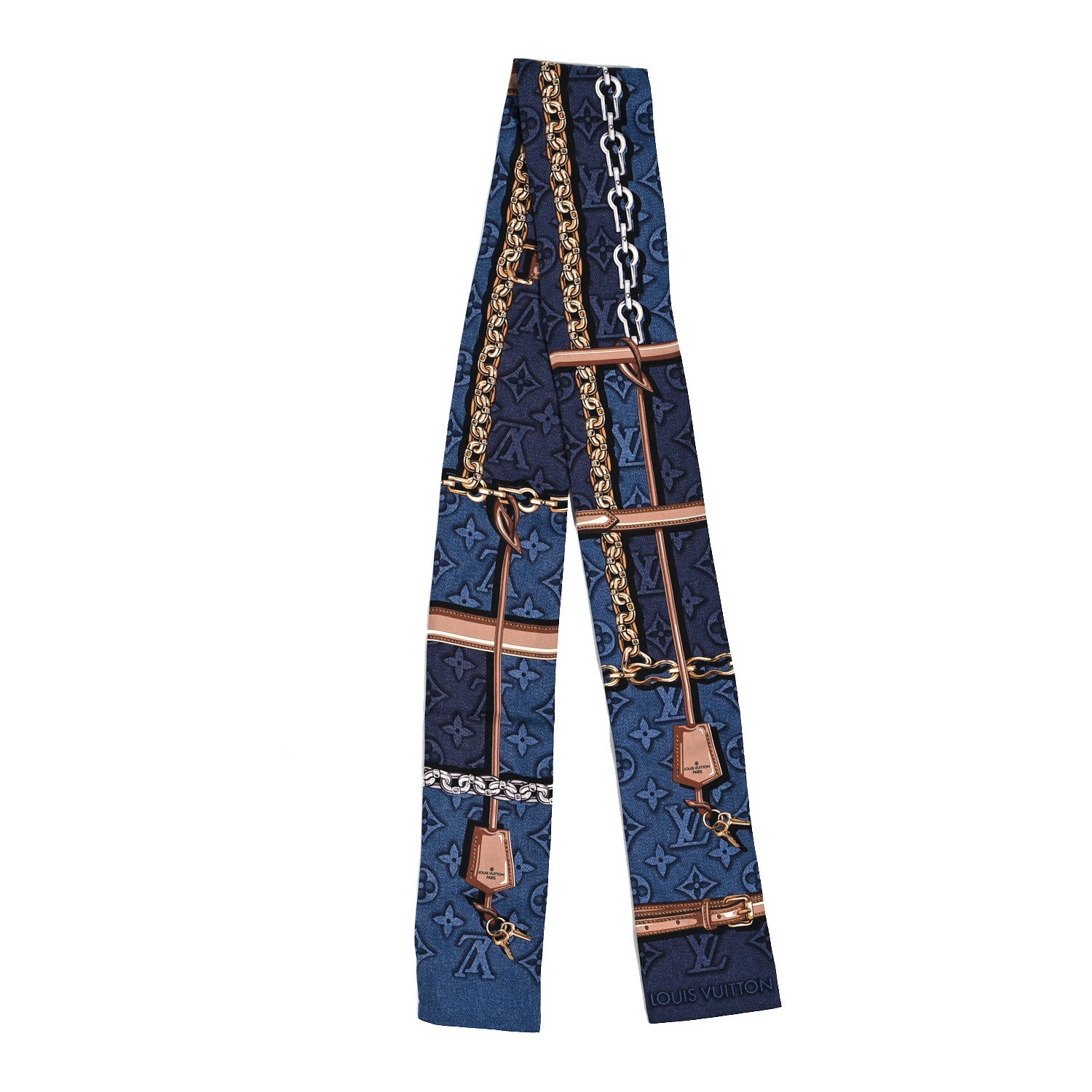 Louis Vuitton Silk Denimgram Confidential Bandeau Denim Blue 3 of 3