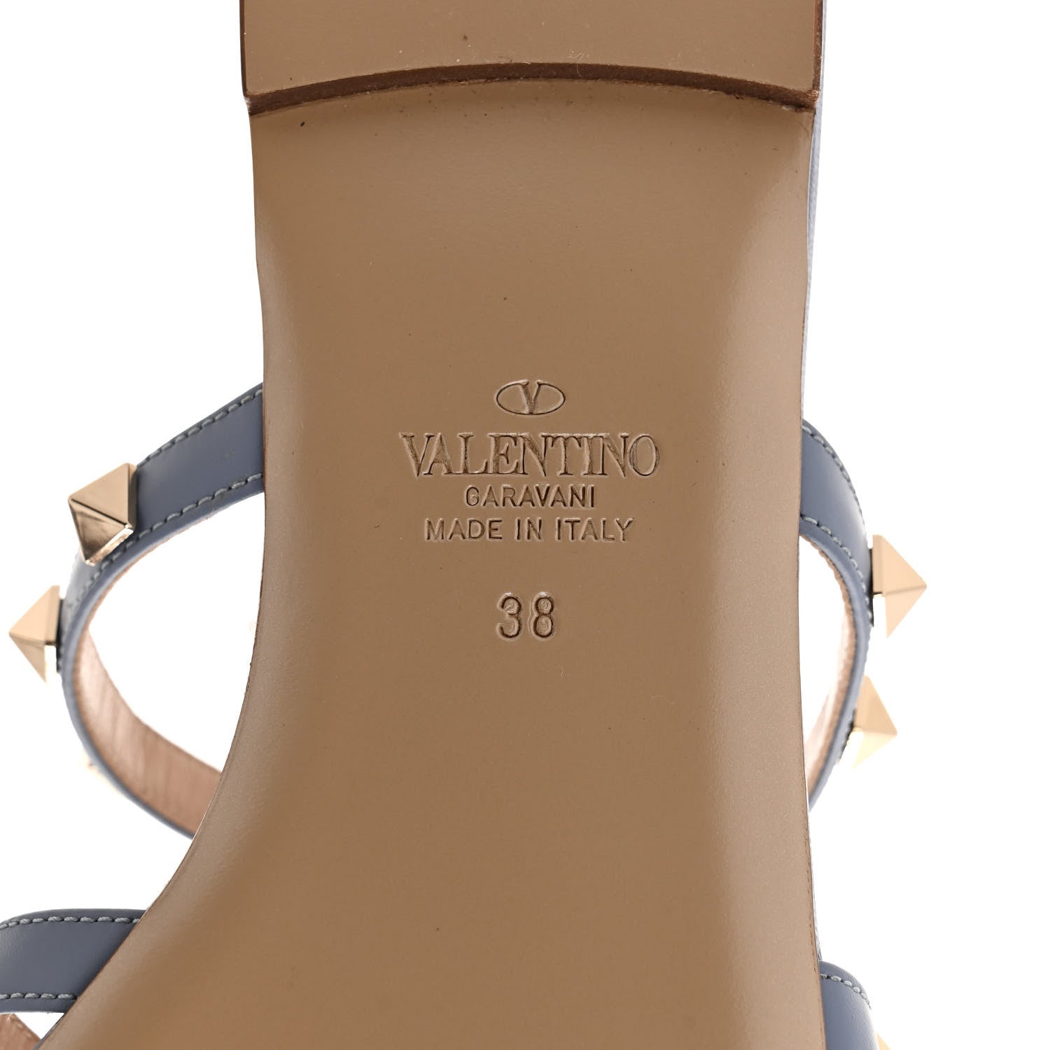Valentino Garavani Nappa Rockstud Caged Flat Slide Sandals 38 Niagara 6 of 7