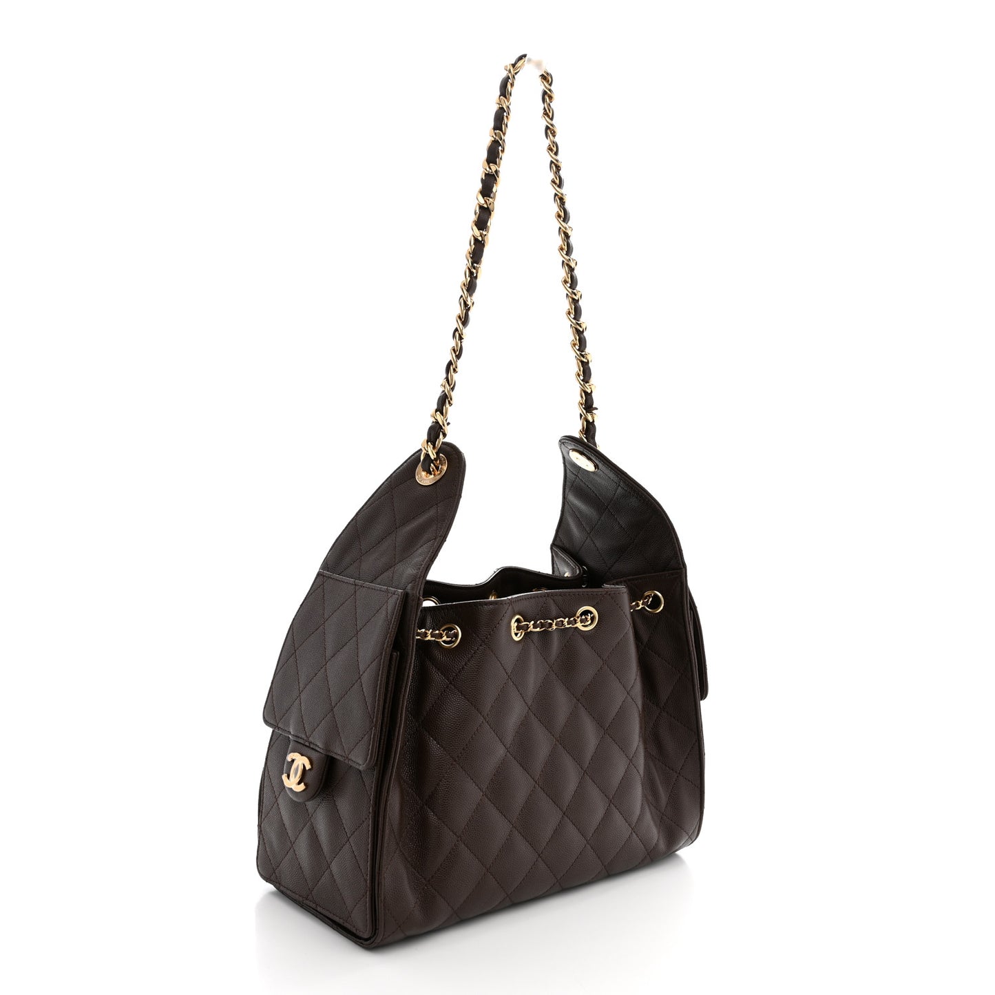 Caviar Quilted Small Chanel 25 Handbag Dark Brown