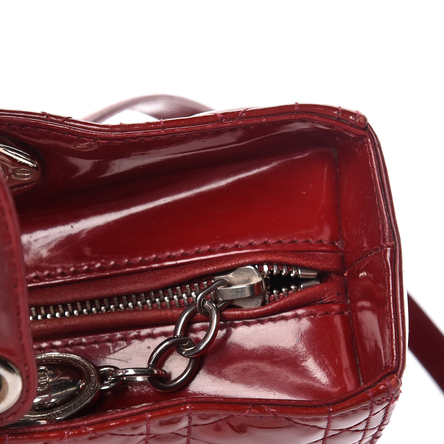 Christian Dior Patent Cannage Large Lady Dior Red 17 of 30