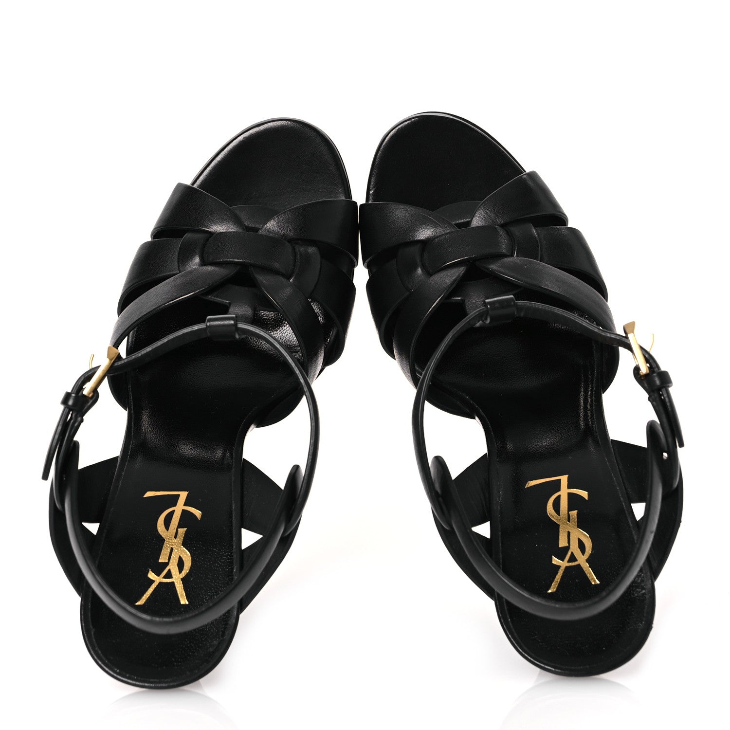 Saint Laurent Calfskin Tribute 105 Platform Sandals 38.5 Black 2 of 13
