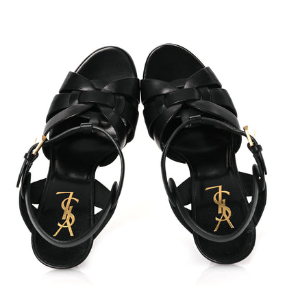 Saint Laurent Calfskin Tribute 105 Platform Sandals 38.5 Black 2 of 13