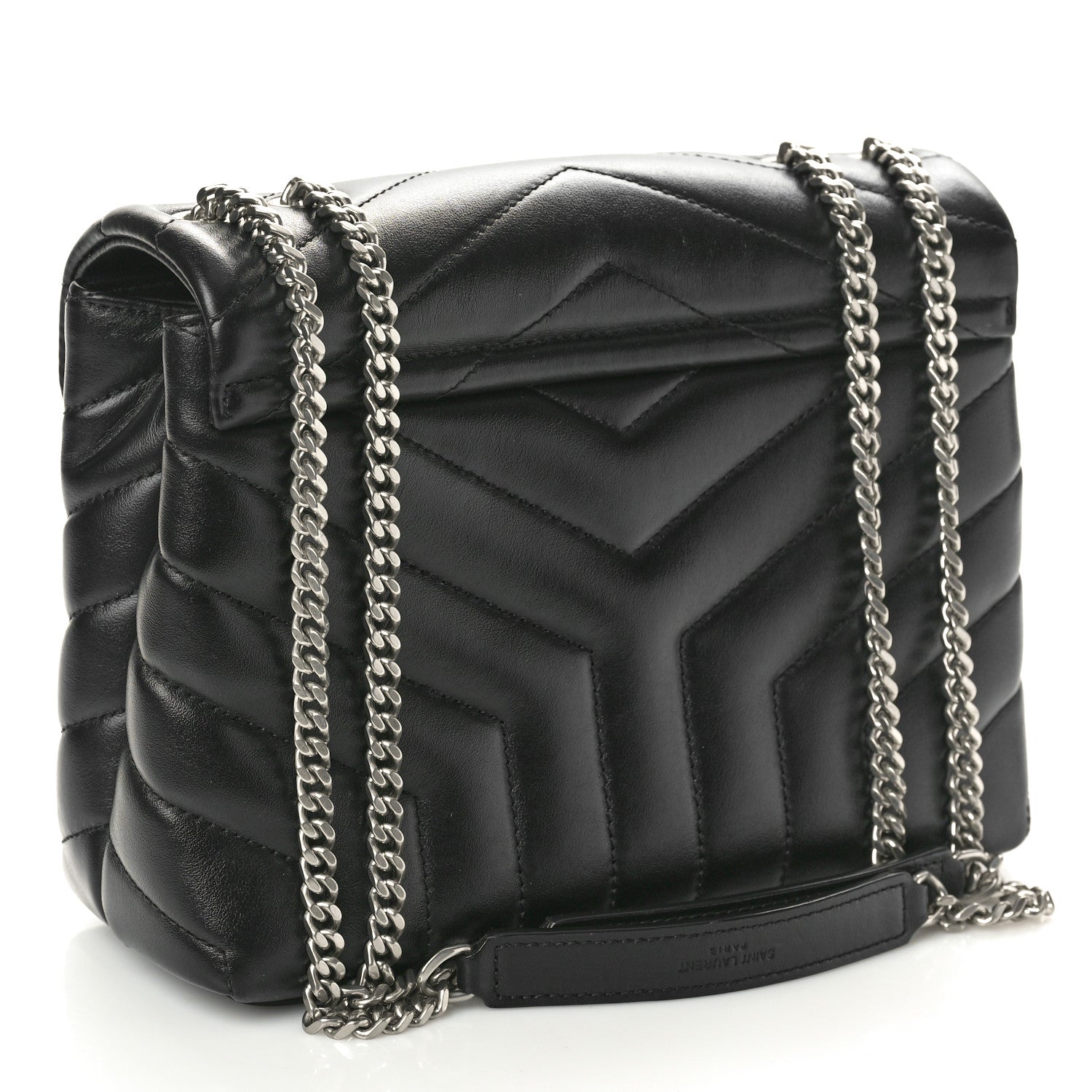 Saint Laurent Calfskin Y Quilted Monogram Small Loulou Chain Satchel Black 3 of 12