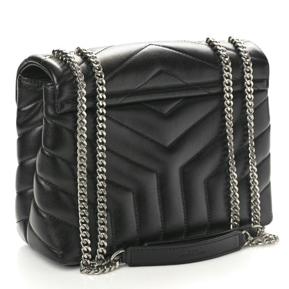 Saint Laurent Calfskin Y Quilted Monogram Small Loulou Chain Satchel Black 3 of 12